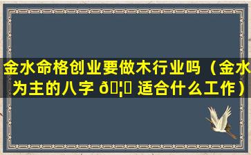 金水命格创业要做木行业吗（金水为主的八字 🦈 适合什么工作）